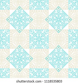 Seamless background.  Ethnic colorful vector background for wallpaper or cloth design. Abstract geometrical ethnic ornament with northern motifs. Vector texture.