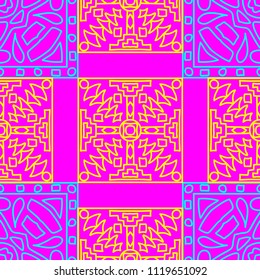 Seamless background.  Ethnic colorful vector background for paper or cover. Abstract geometrical ethnic ornament with northern motifs. Vector texture.
