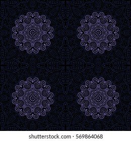 Seamless background. Ethnic doodle blue Zentagl