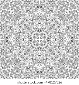 Seamless background. Ethnic doodle motives. Zentagl Coloring