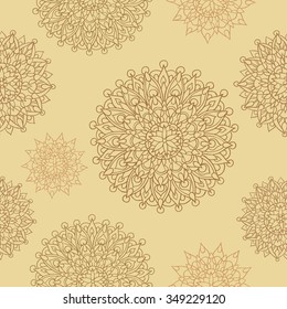 Seamless background in ethnic style with delicate mandalas