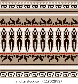 Seamless background in ethnic style with with graphic women