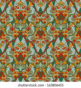 Seamless background in ethnic/victorian style, vector illustration 
