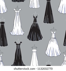 Seamless background of the evening gowns