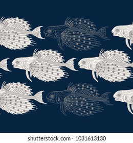 Seamless background with exotic fish
