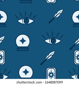 nahtloser Hintergrund mit Augen. Hintergrund von Zaubergegenständen. Nahtlose Muster für Bildschirmhintergründe, Musterfüllungen, Web-Hintergründe, Oberflächentexturen, Textilien.