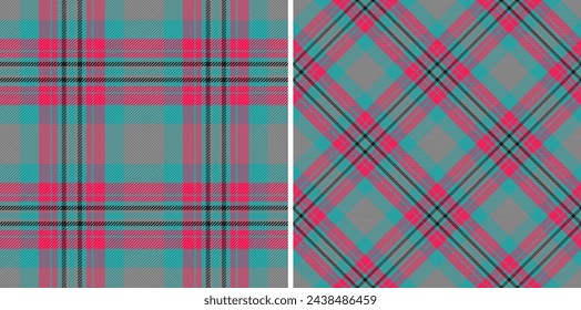 Seamless background fabric of check vector textile with a texture pattern tartan plaid. Set in fashionable colours for uniform ideas for different professions.