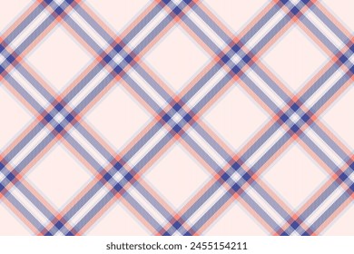 Tejido de fondo sin costuras de tartán de control de textura con un patrón textil de cuadros de Vector en concha de mar y colores de lino.