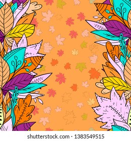 Seamless background with falling autumn leaves. Greeting card for your design