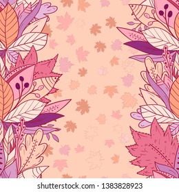 Seamless background with falling autumn leaves. Greeting card for your design
