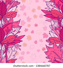 Seamless background with falling autumn leaves. Greeting card for your design