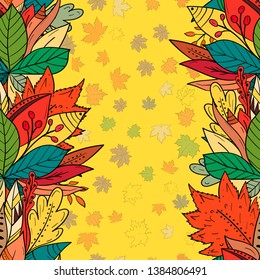 Seamless background with falling autumn leaves. Greeting card for your design