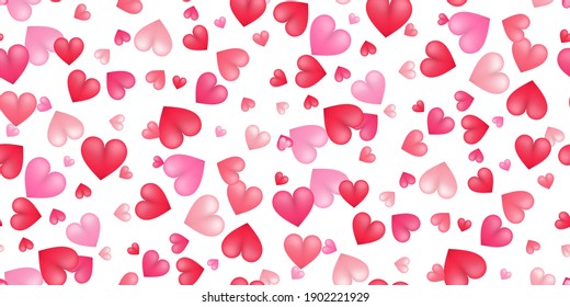 Un trasfondo inmaculado de corazones en caída. Ilustración 3D para uso en plantilla para saludar Feliz Día de San Valentín, boda con tarjeta de invitación, para sitios web, aplicaciones. Ilustración vectorial romántica