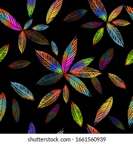 A seamless background with falling multicolored leaves. Vector illustration