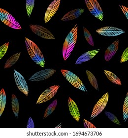 A seamless background with falling multicolored leaves. Vector illustration