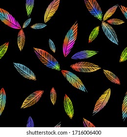 A seamless background with falling multicolored leaves. Vector illustration