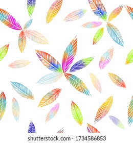 A seamless background with falling multicolored leaves. Vector illustration