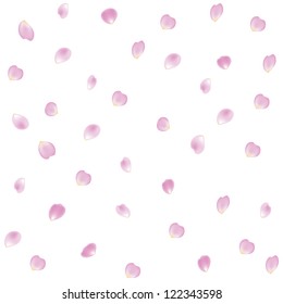 seamless background with falling pink rose petals shaped heart