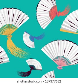 Seamless background with fans 