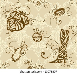 Seamless background with fashion elements