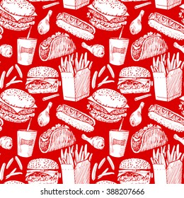 Seamless background with fast food