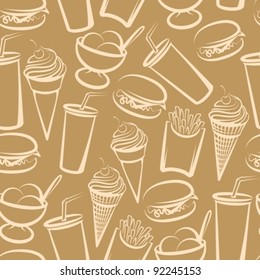 seamless background with fast food