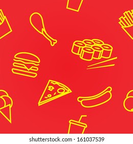 seamless background fast food signs, tasty dishes