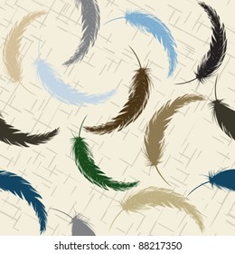 Seamless background with feathers