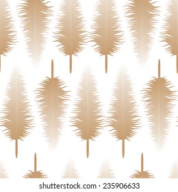 Seamless background with feathers. Colors come smoothly from white to brown. Simple texture to the design.