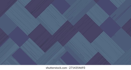 Nahtloser Hintergrund mit einem Mosaik aus strukturierten Rauten in verschiedenen Farbtönen von coolem Blues und tiefen Purpur, die an ein zeitgenössisches Textildesign erinnern