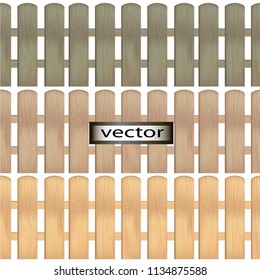 Seamless background fence with a smooth round end, ornamental fencing the area three colors under natural light hardwood dark new and old.
