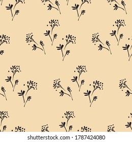 Seamless background. Field herbs. Texture pattern. Design for textiles, fabrics, paper and packaging. Vector graphics.