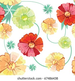 seamless background field with poppies  in vector