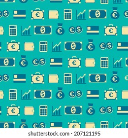Seamless background with financial icons