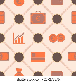 Seamless background with financial icons