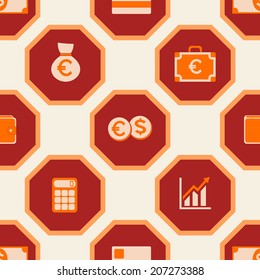 Seamless background with financial icons