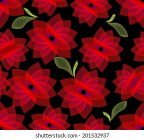 Seamless background with fine outline flowers