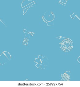 Seamless background with firefighter flat