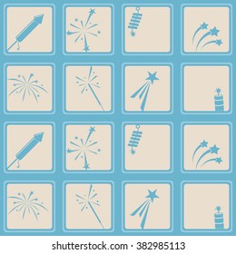 Seamless background with firework icons for your design