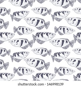 Seamless background with fish