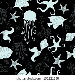 seamless background with fish 