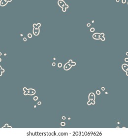 Seamless background fish gender neutral pattern. Whimsical minimal earthy 2 tone color. kids nursery wallpaper or boho cartoon fashion all over print.