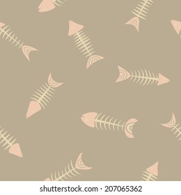 Seamless background with fish skeletons