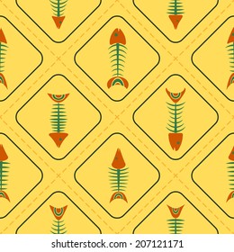 Seamless background with fish skeletons