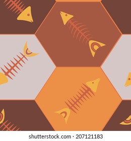 Seamless background with fish skeletons