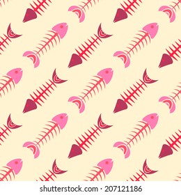 Seamless background with fish skeletons