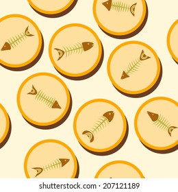 Seamless background with fish skeletons