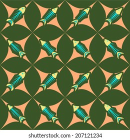 Seamless background with fish skeletons