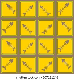 Seamless background with fish skeletons