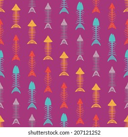 Seamless background with fish skeletons
